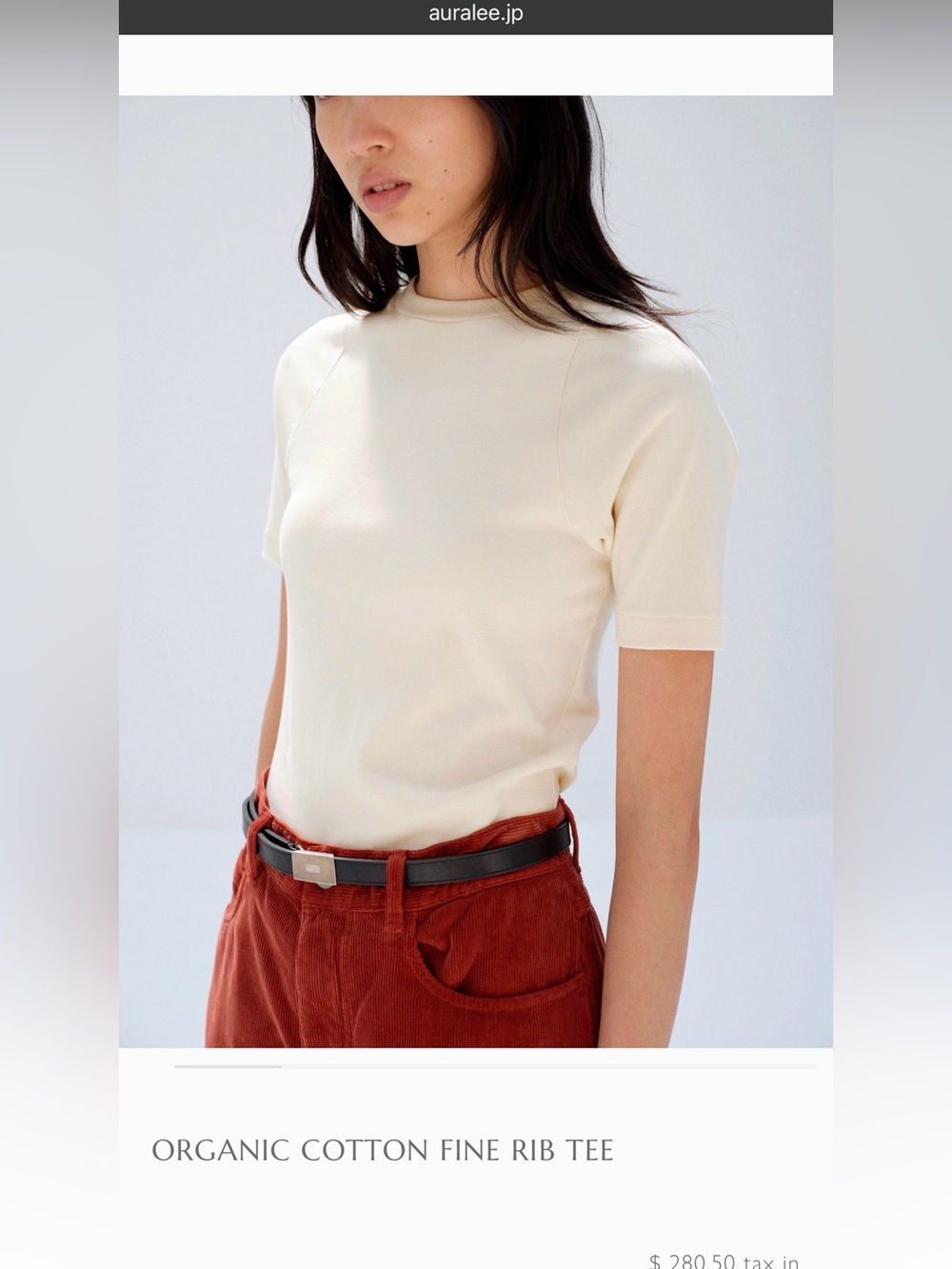 Auralee Tee Sweatshirt Women's Size 0 Cotton Midweight Rib Made in Japan
